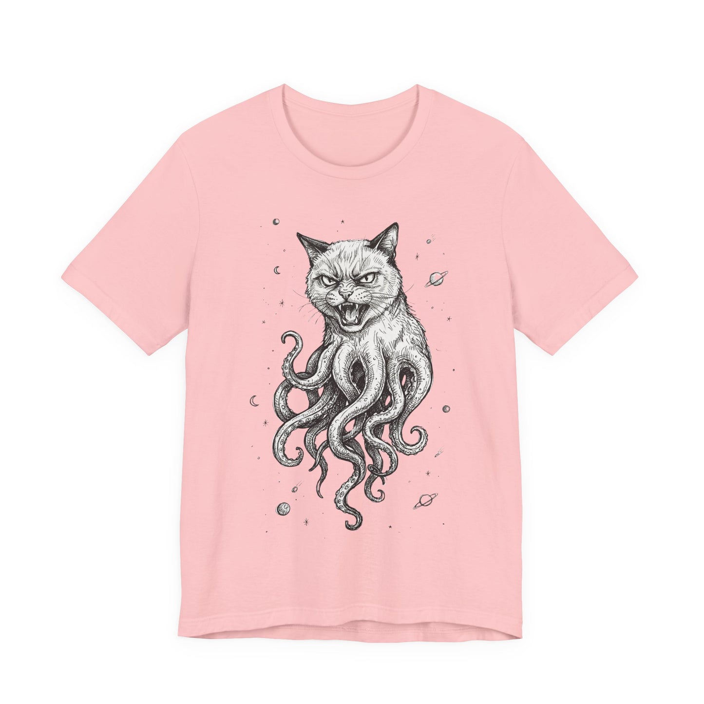 AlienCat In Space! - Cat-Octopus Hybrid Tee — Surreal Space Graphic T-Shirt