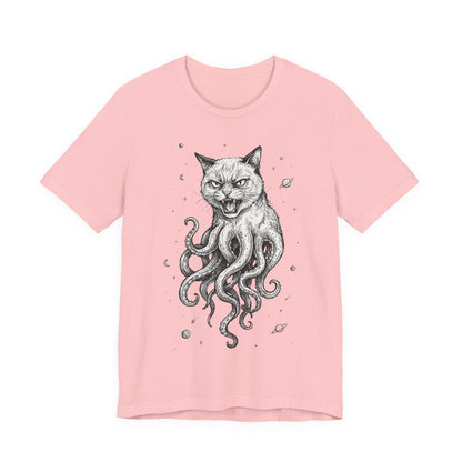 AlienCat In Space! - Cat-Octopus Hybrid Tee — Surreal Space Graphic T-Shirt