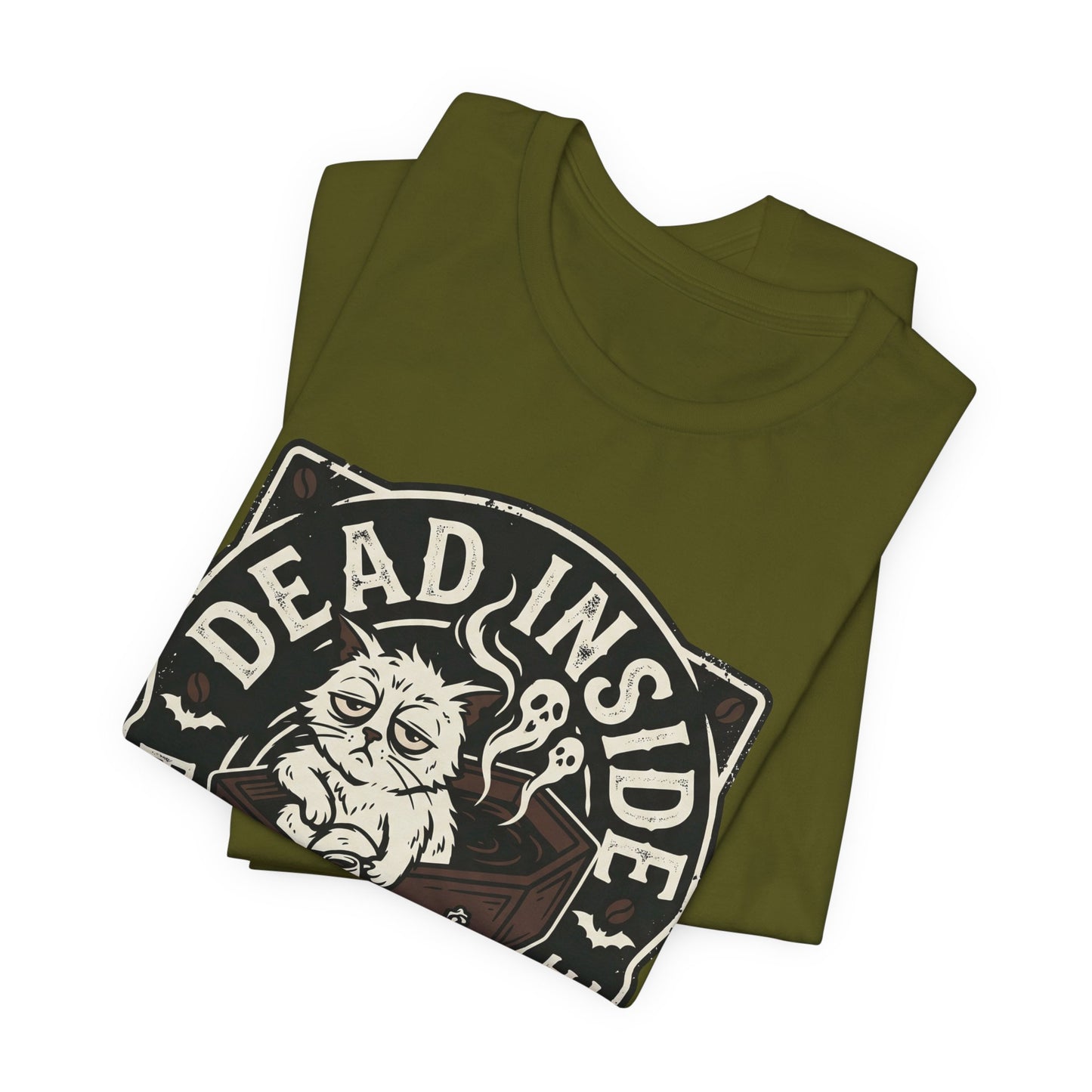 VOID - Dead Inside But Still Need Coffee T-Shirt - Coffee Cat Humor Tee