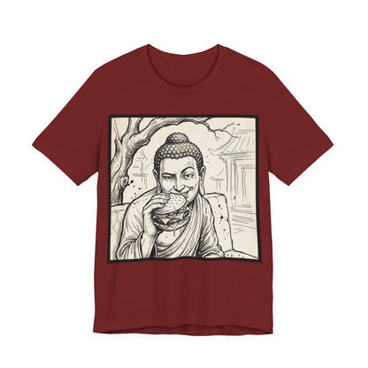 BadBuddha - Cheeseburger (Crop) - Buddha Eating A Delicious Juicy Cheeseburger Funny T‑Shirt Zen Humor