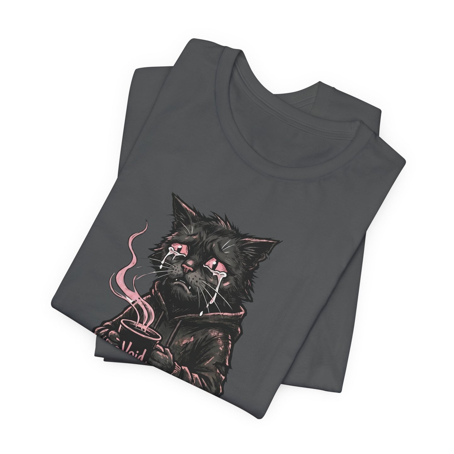 VOID - The Dark Void Cat T‑Shirt — Gothic Coffee Black Cat Illustration Tee
