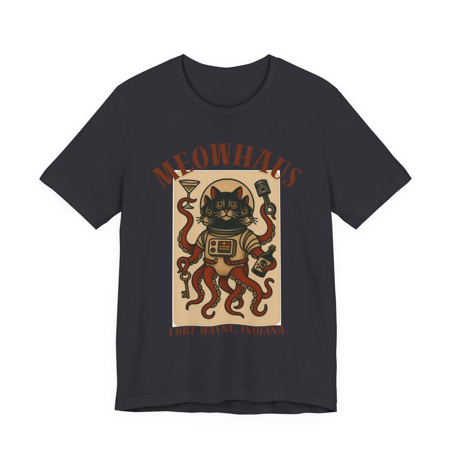 Alien Cat Astronaut Vintage Tattoo Tee – Sci‑Fi Cat Octopus T‑Shirt (Fort Wayne, Indiana)