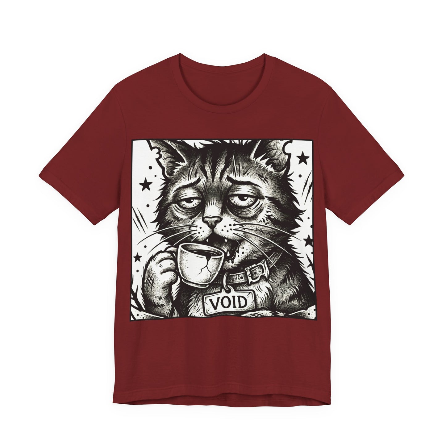VOID - The Original Void Cat Tee — Tired Moody Cat Drinking Coffee Graphic T-Shirt