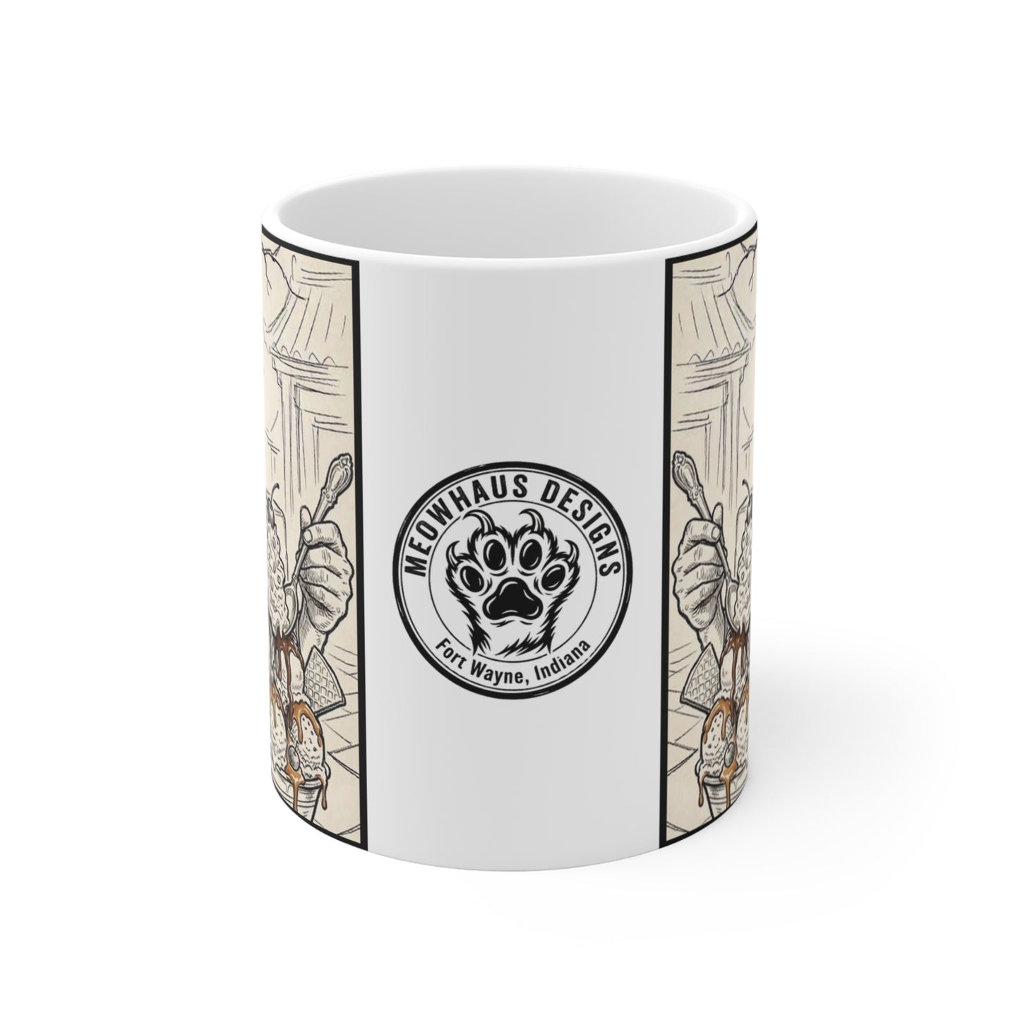 BadBuddha - Sundae - 11oz Mug Ambi Handle — Whimsical Buddha with Ice Cream Religious Humor 11oz