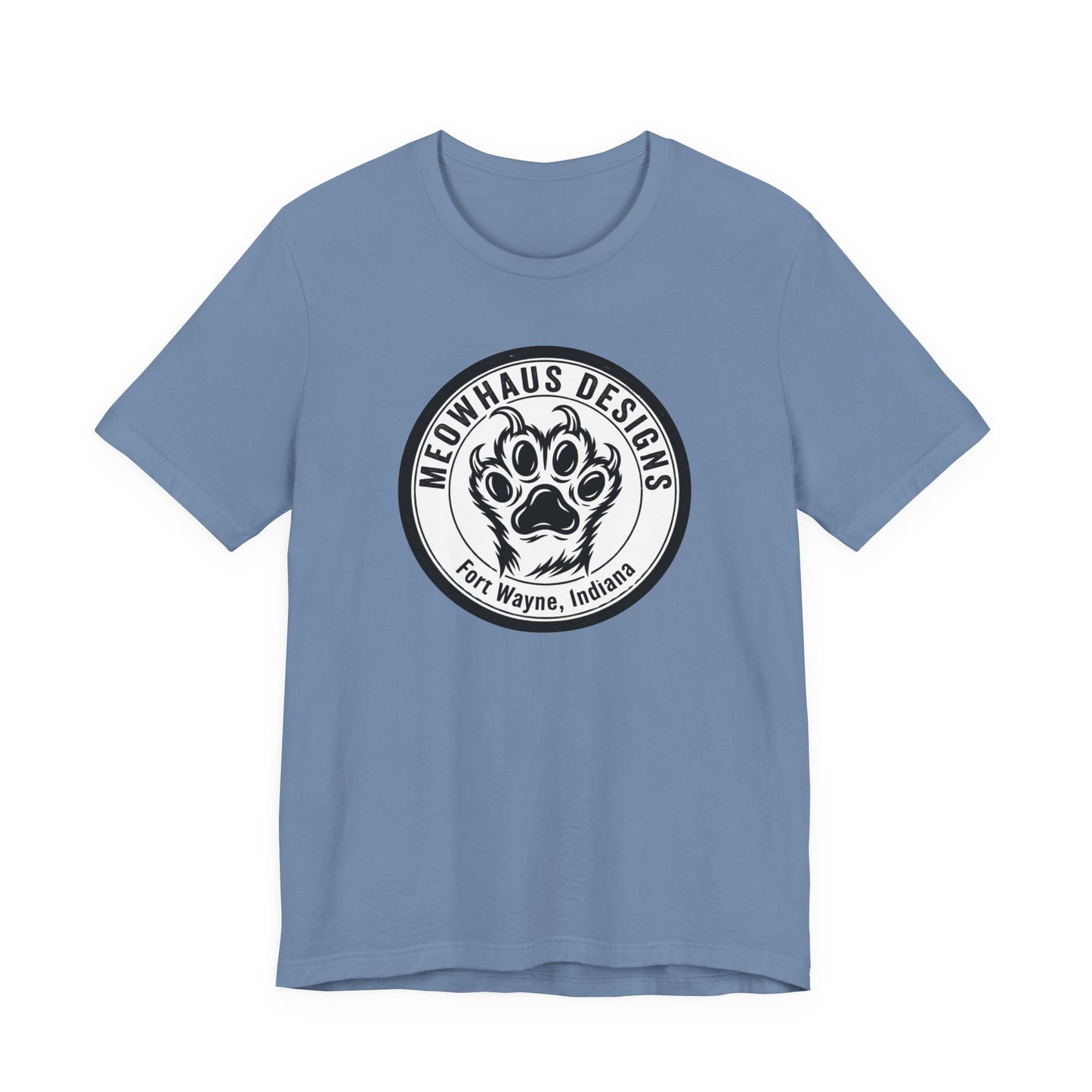 Meowhaus Designs Paw Logo T‑Shirt — Fort Wayne Cat Lover Graphic Tee