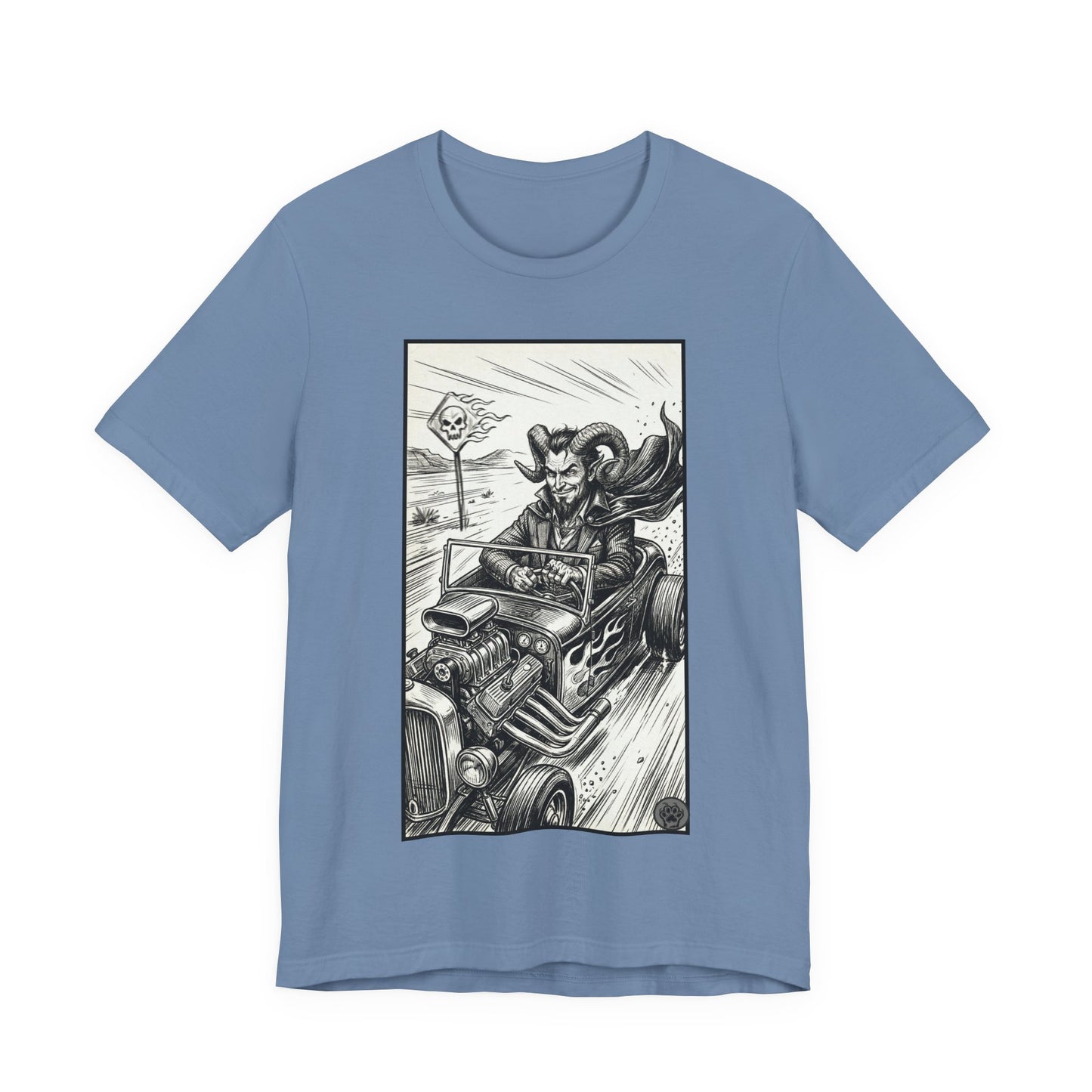 BLZB - Hot Rod Devil Driving T‑Shirt — Vintage Gothic Car Illustration Tee
