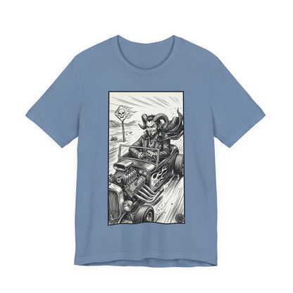 BLZB - Hot Rod Devil Driving T‑Shirt — Vintage Gothic Car Illustration Tee