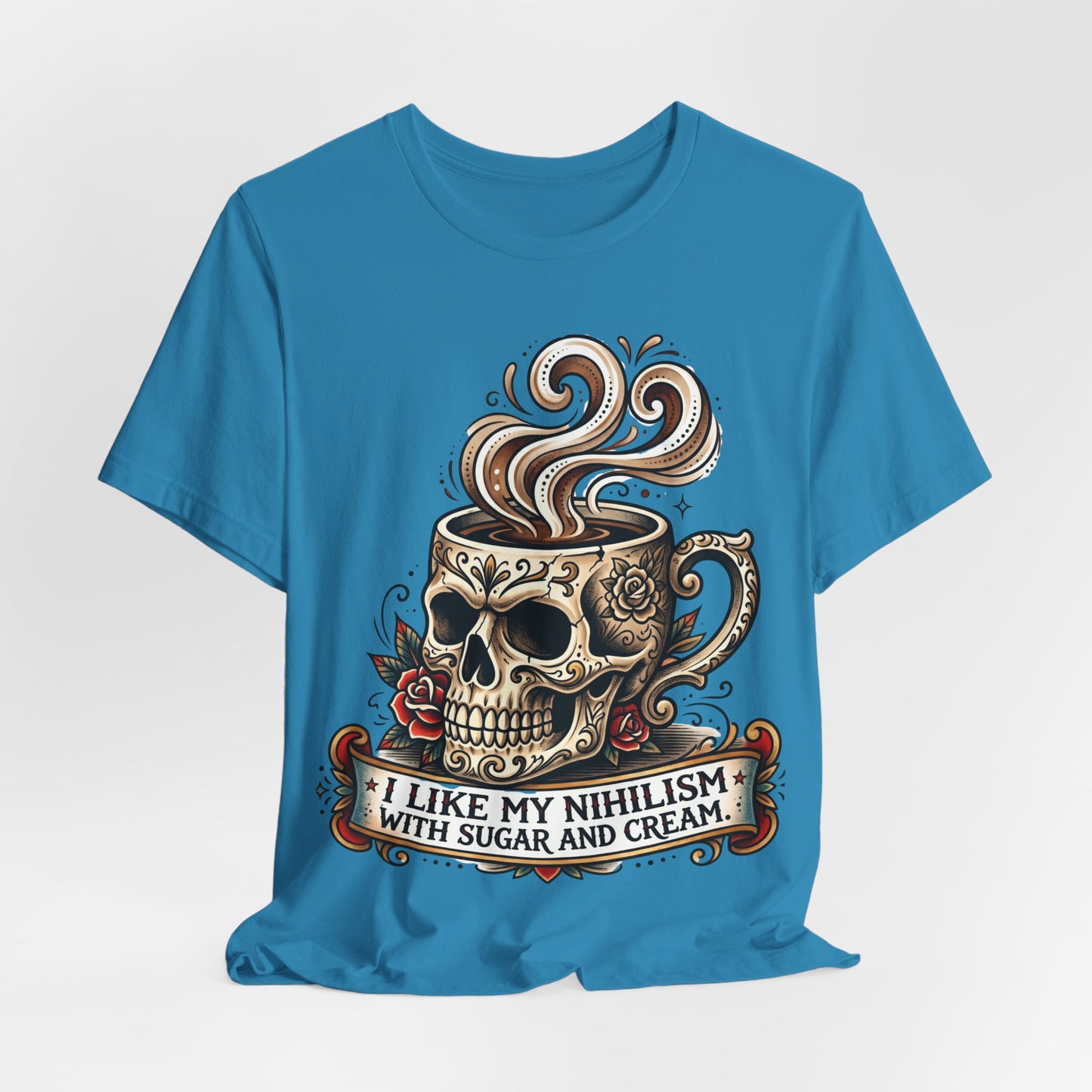VOID - Skull Coffee Tee — "I Like My Nihilism With Sugar and Cream" Graphic T-Shirt