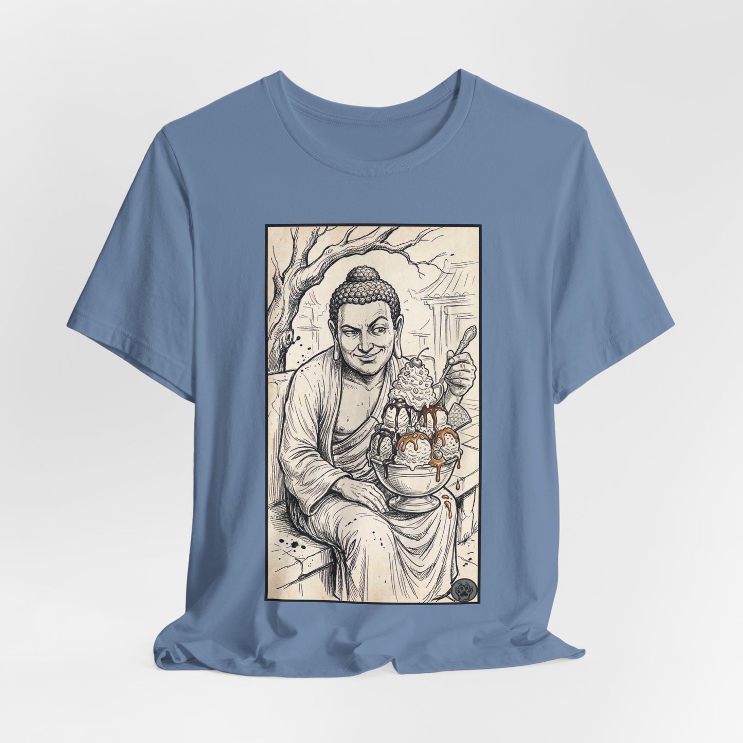 Bad Buddha Sundae Sketch Tee — Religious Humor Buddha Graphic T-Shirt