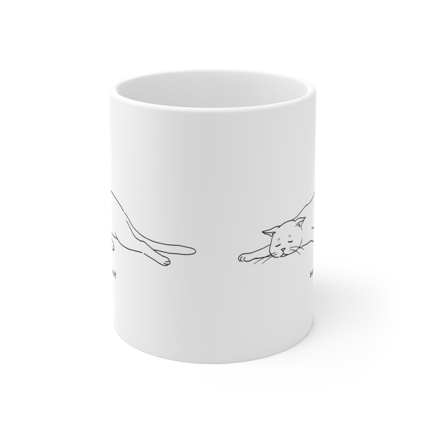 VOID - Burnt Out Cat Mug — 11oz Funny Relaxed Cat Coffee Cup