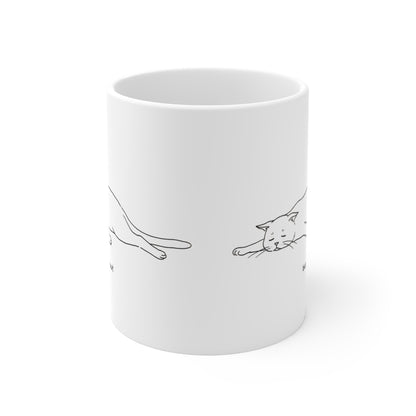 VOID - Burnt Out Cat Mug — 11oz Funny Relaxed Cat Coffee Cup