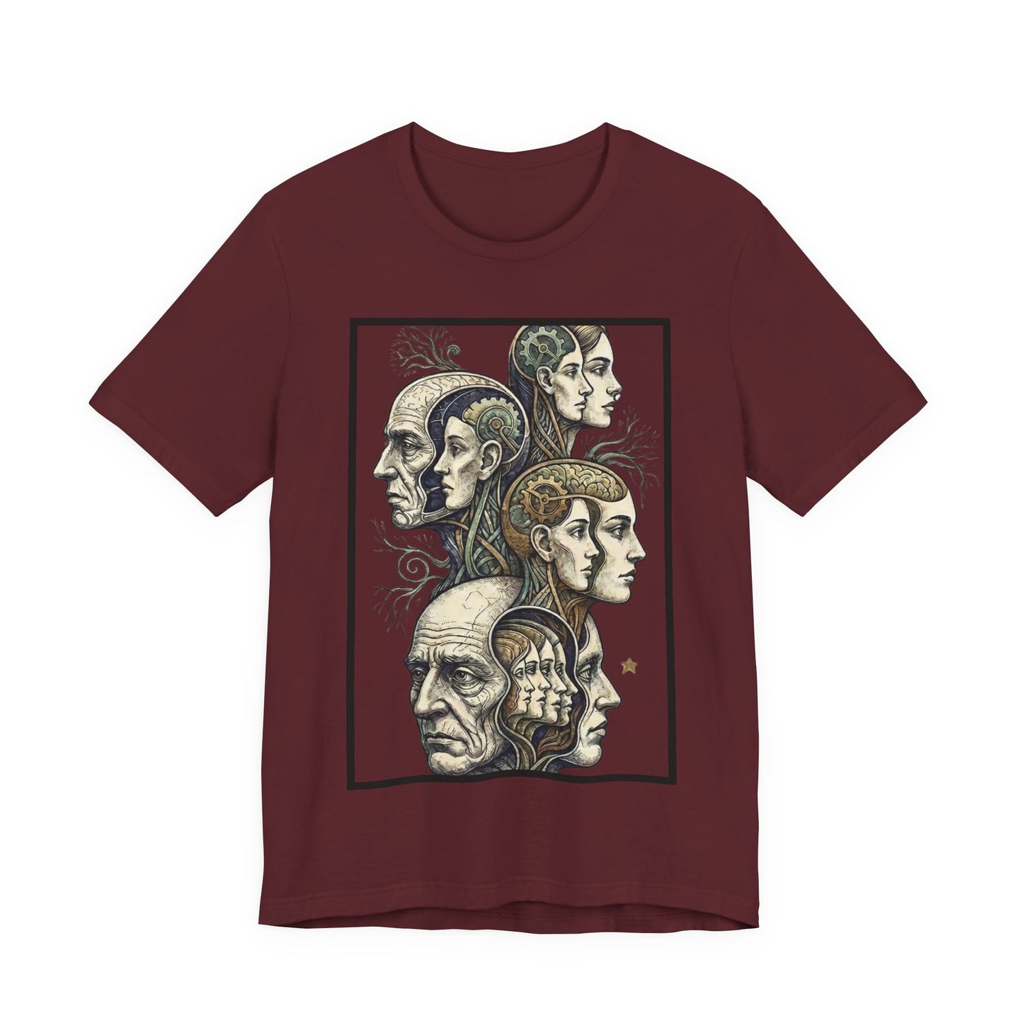 Family of Thought - Crop - Evolution of Minds T-Shirt — Surreal Human Faces Art Tee