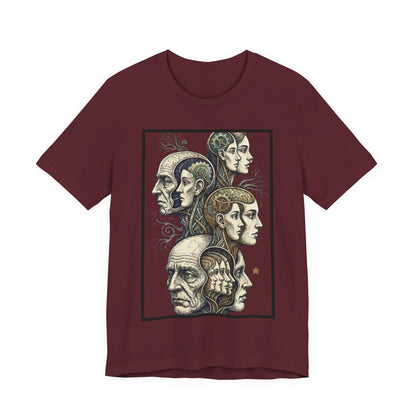 Family of Thought - Crop - Evolution of Minds T-Shirt — Surreal Human Faces Art Tee