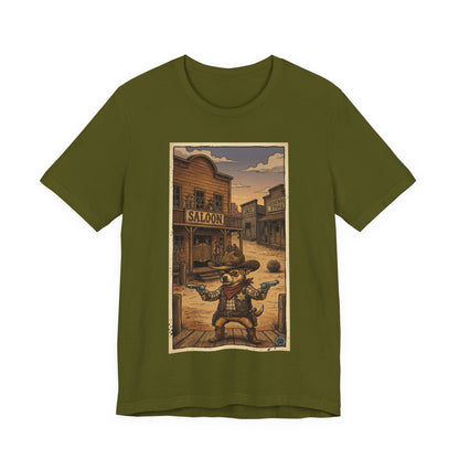 SheriffPaco - Vertical - Chihuahua Sheriff Western Saloon Showdown T-Shirt — Vintage Cowboy Sheriff Puppy Dog Graphic Tee