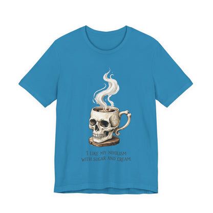 VOID - Tattoo Skull Coffee Tee — "I Like My Nihilism With Sugar and Cream" Graphic T-Shirt