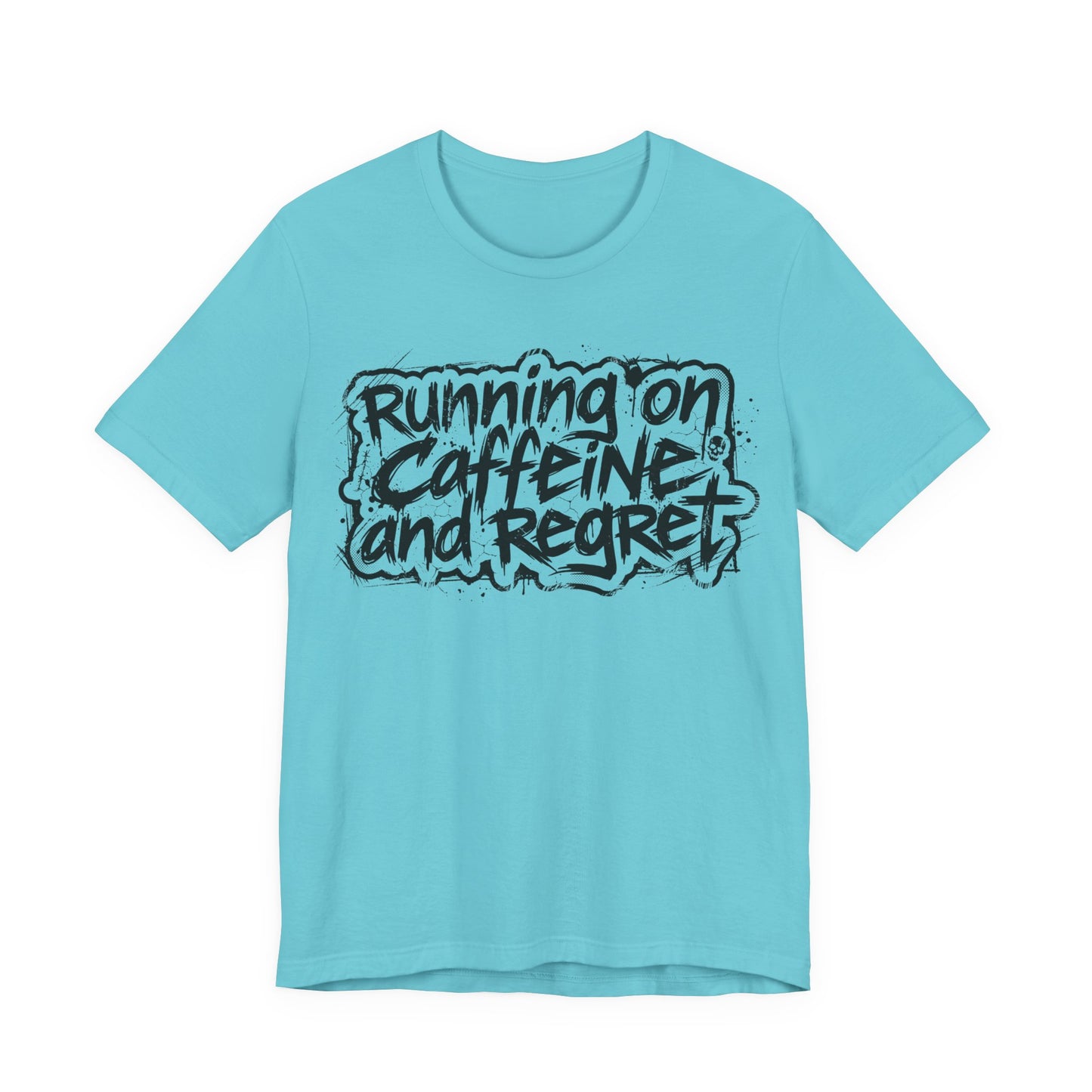 VOID - Running on Caffeine and Regret T-Shirt Version 2 (Horizontal) - Coffee Cat Dark Humor Tee