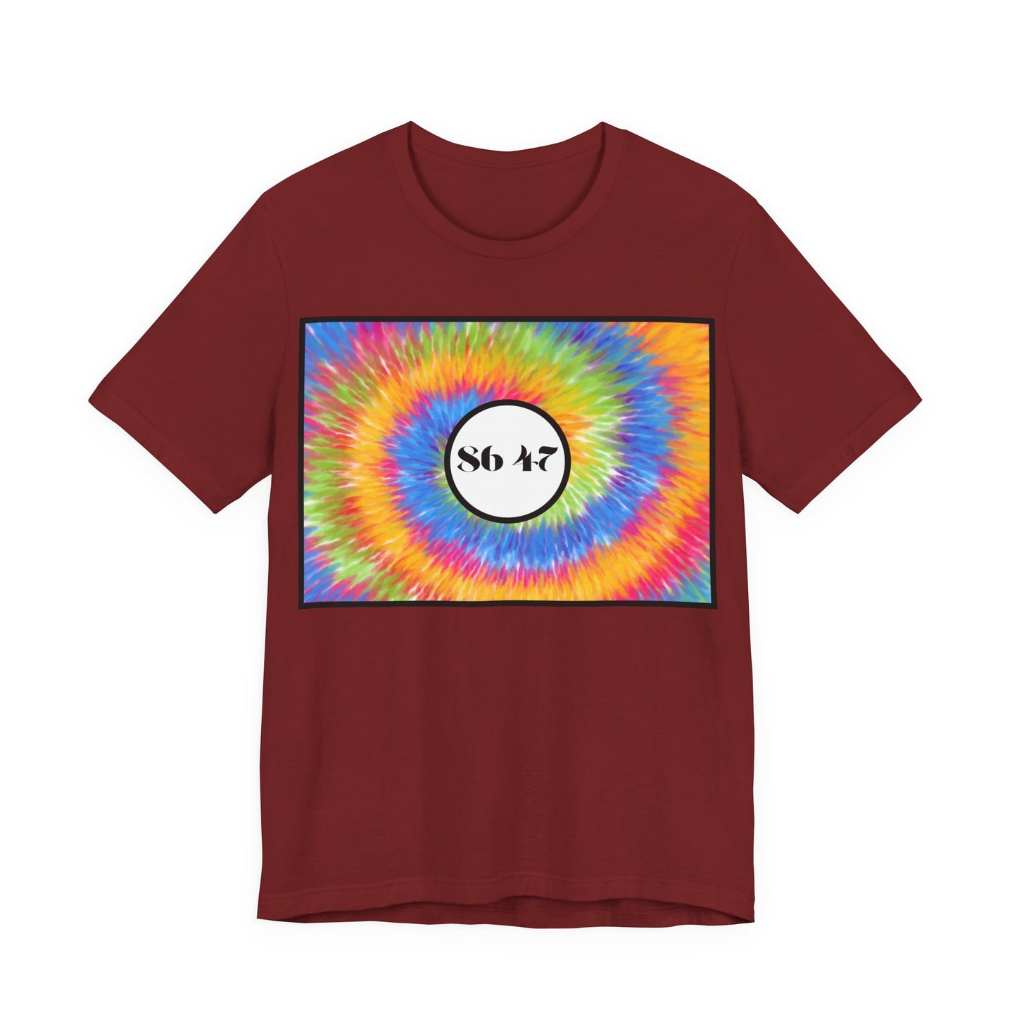 Tie-Dye Vibe T-Shirt — "86 47" Retro Rainbow Graphic Tee