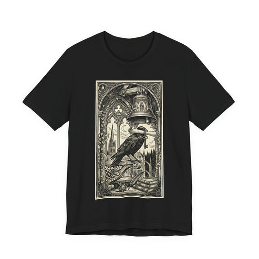 DarkArts Collection - Raven 1 - Raven & Bell Gothic Art T-Shirt – Vintage Raven Illustration Tee