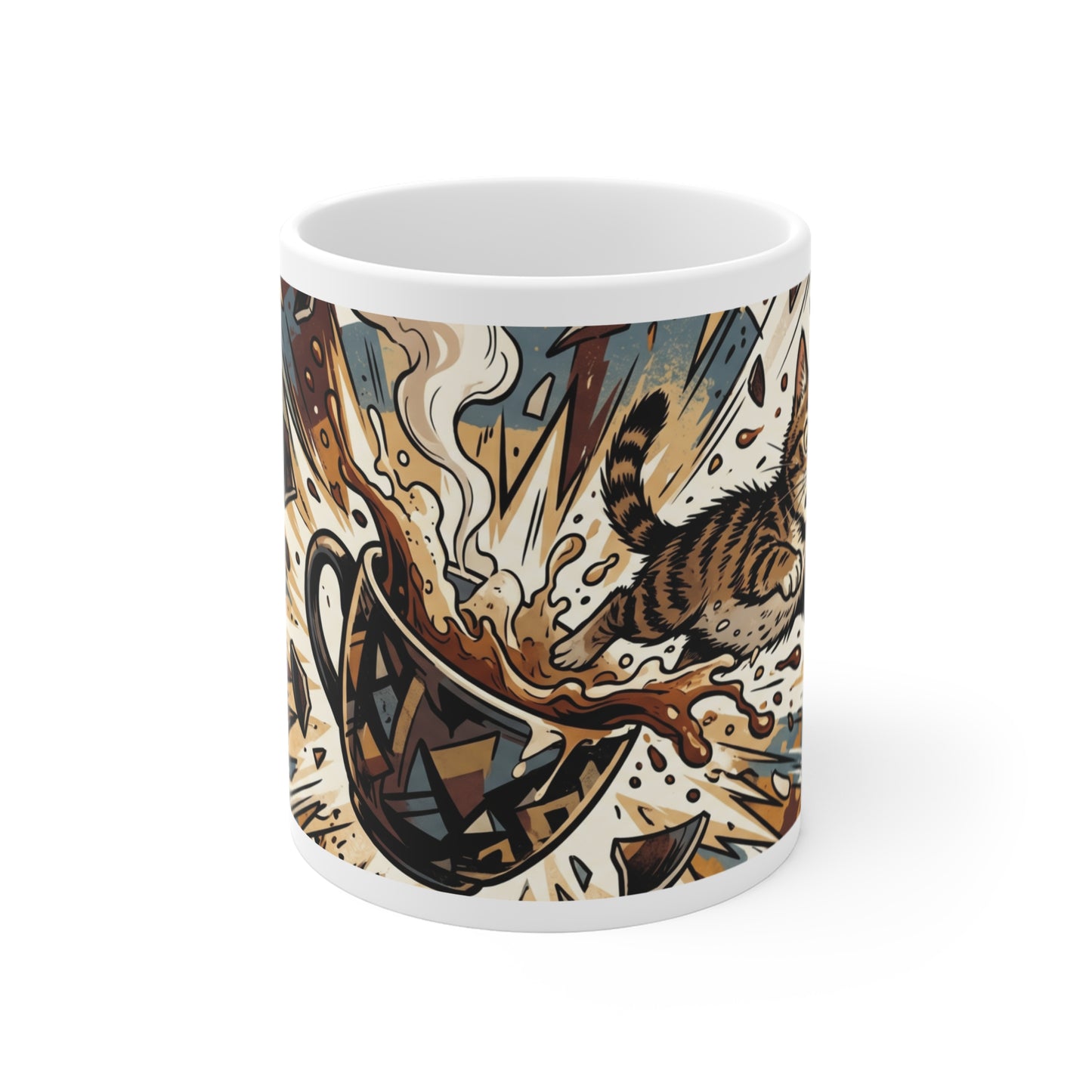 VOID - Exploding Coffee Mug with Cat Splash – 11oz Ceramic Coffee Cup