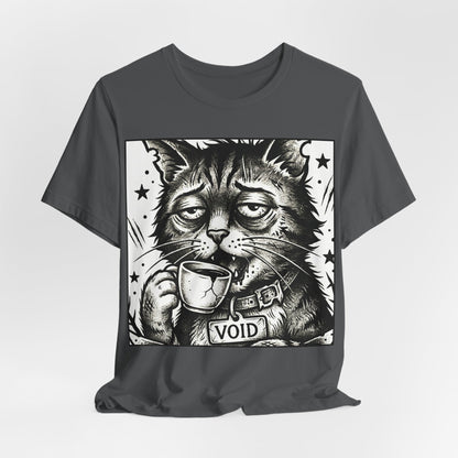VOID - The Original Void Cat Tee — Tired Moody Cat Drinking Coffee Graphic T-Shirt