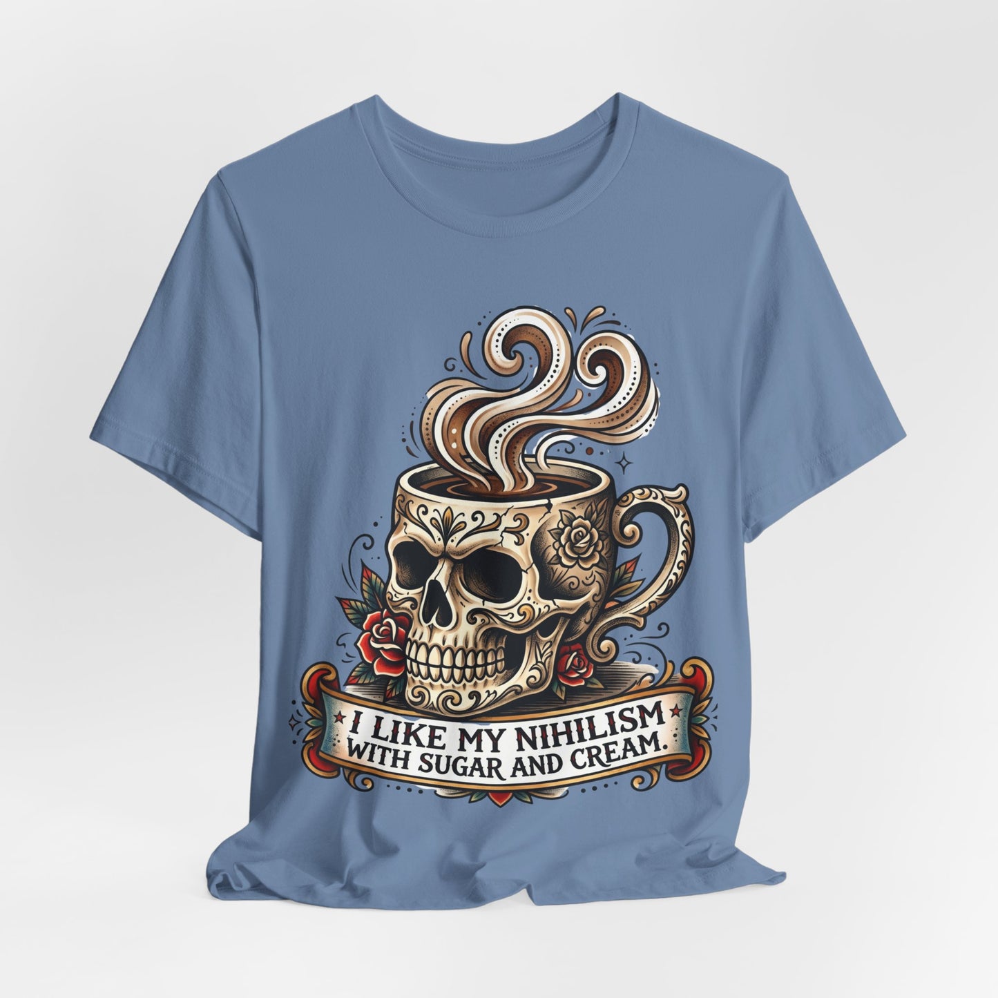 VOID - Skull Coffee Tee — "I Like My Nihilism With Sugar and Cream" Graphic T-Shirt
