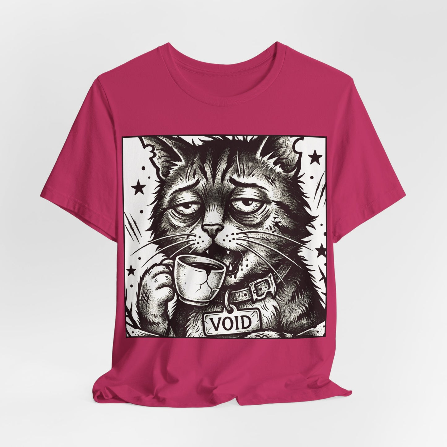VOID - The Original Void Cat Tee — Tired Moody Cat Drinking Coffee Graphic T-Shirt