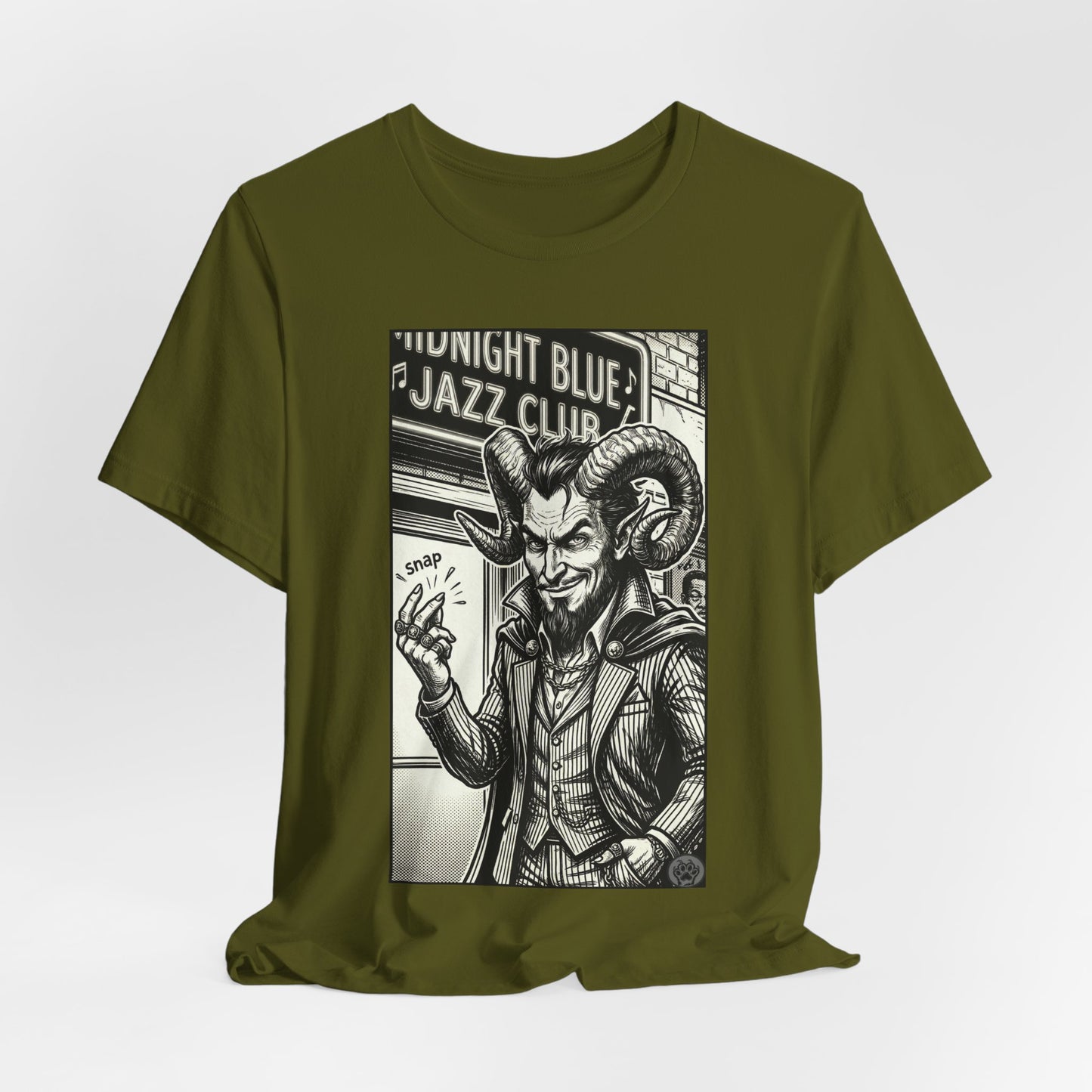 BLZB - Finger Snap Jazz Club Graphic Tee — 'Midnight Blue Jazz Club' Vintage Devil Illustration