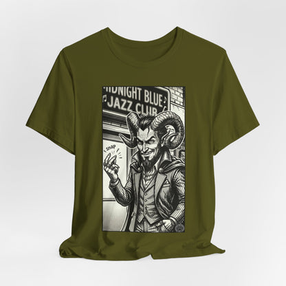 BLZB - Finger Snap Jazz Club Graphic Tee — 'Midnight Blue Jazz Club' Vintage Devil Illustration