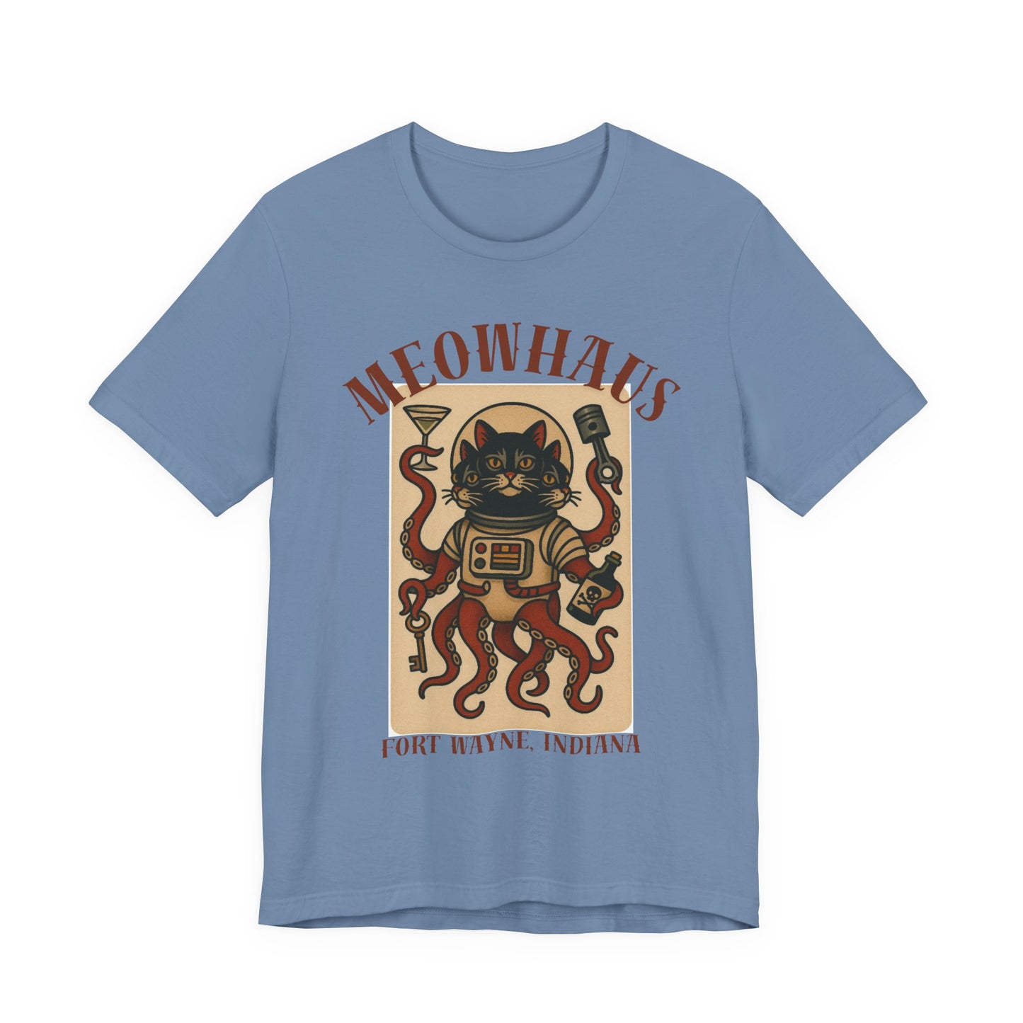 Alien Cat Astronaut Vintage Tattoo Tee – Sci‑Fi Cat Octopus T‑Shirt (Fort Wayne, Indiana)