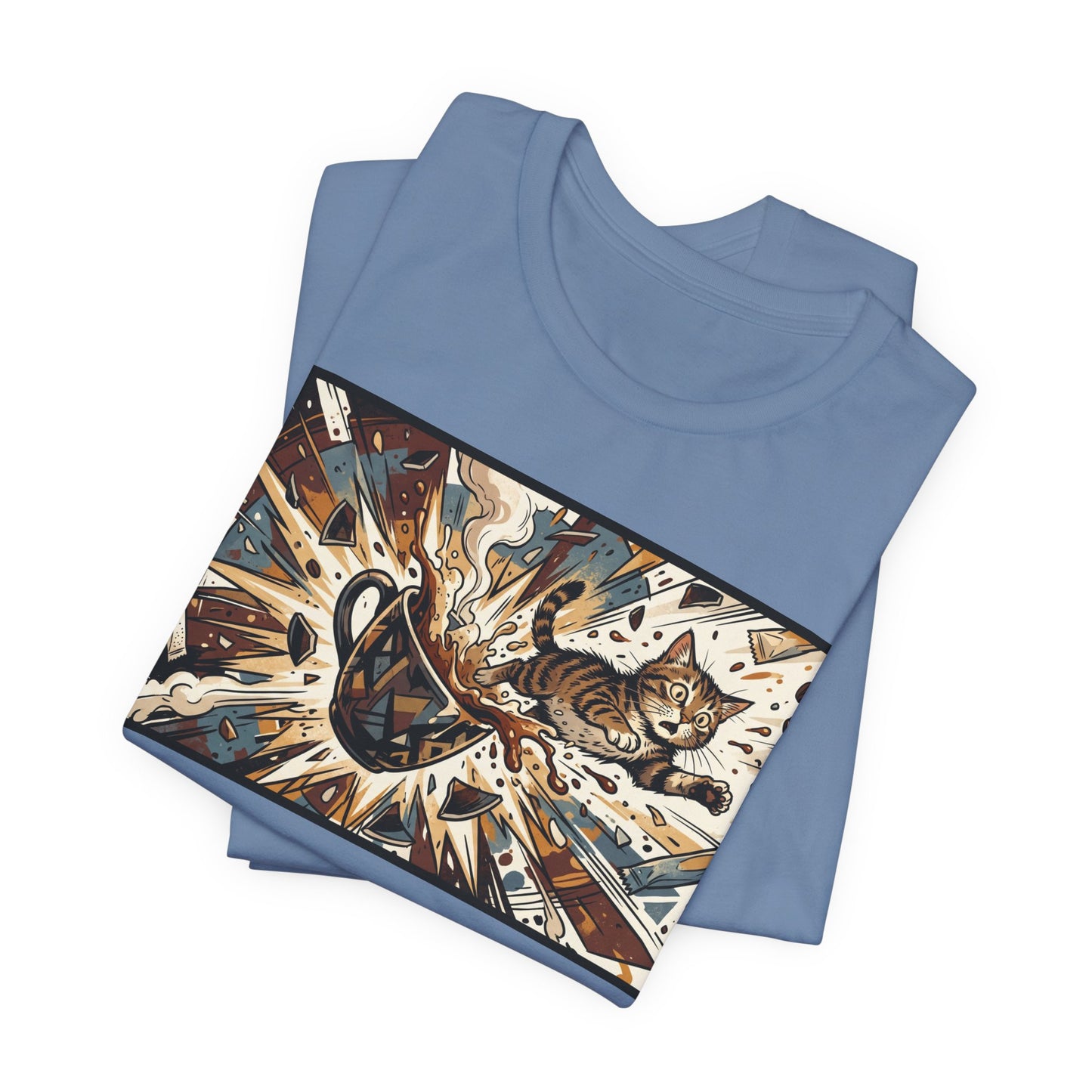 VOID - Coffee Cup Explosion Art Tee — Retro Abstract Coffee Splash T-Shirt