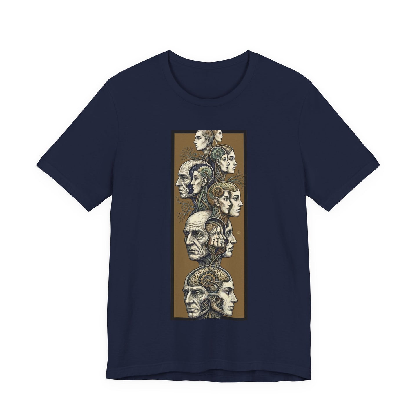 Family of Thought - Gold - Anatomical Heads Vertical Collage T-Shirt