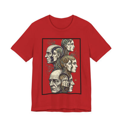 Family of Thought - Crop - Evolution of Minds T-Shirt — Surreal Human Faces Art Tee