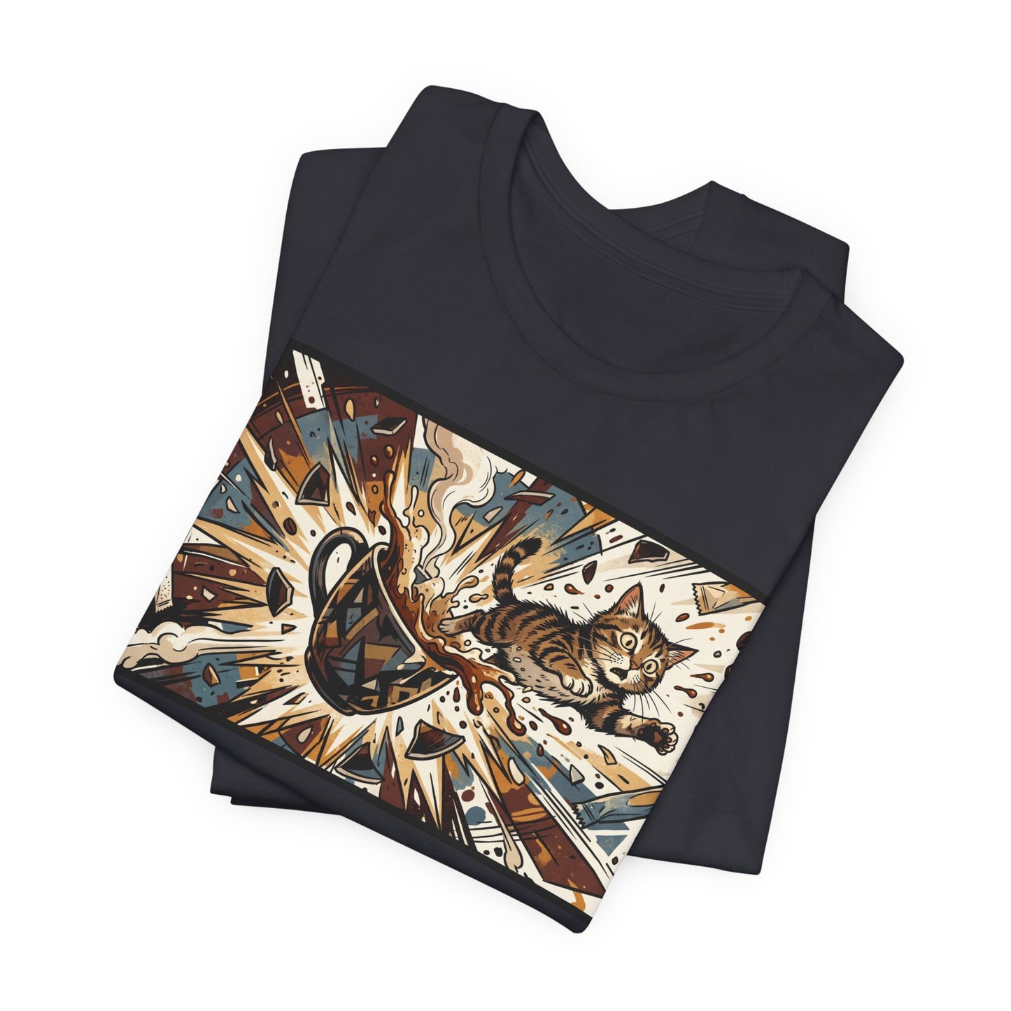 VOID - Coffee Cup Explosion Art Tee — Retro Abstract Coffee Splash T-Shirt