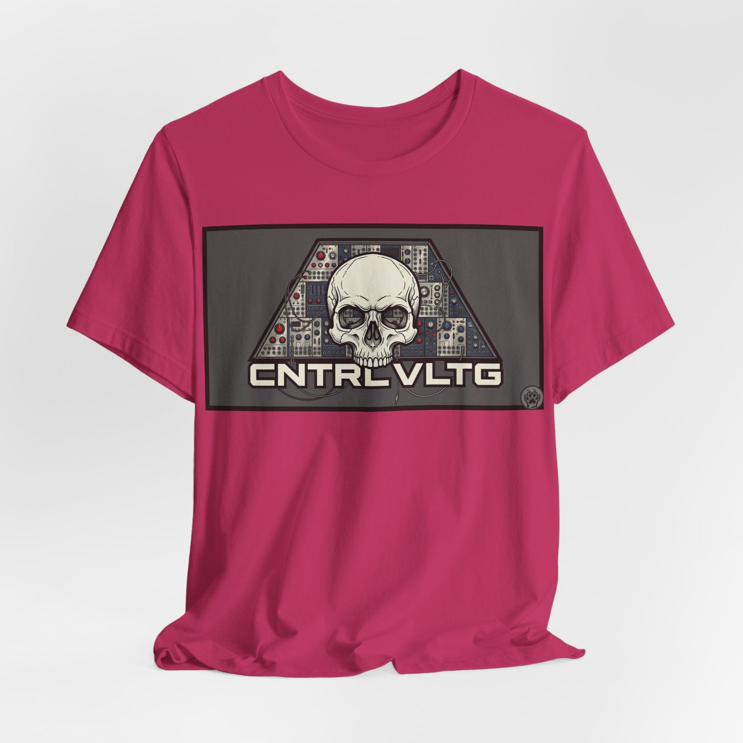 CV Control Voltage - TriBase Grey - Skull Modular Synth Analog Circuit 'CNTRL VLTG' Graphic Tee - Retro Tech Skull T-Shirt