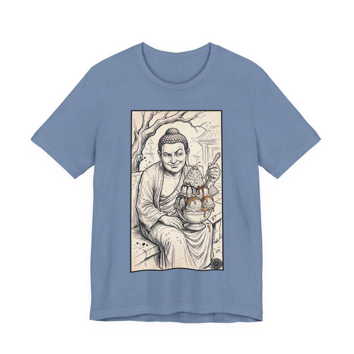 Bad Buddha Sundae Sketch Tee — Religious Humor Buddha Graphic T-Shirt