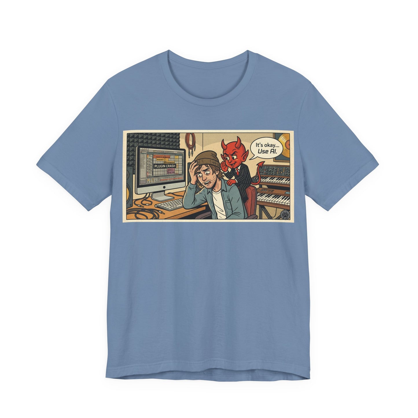Use AI - Controversial Musician Humor Recording Studio T‑Shirt — Funny Comic “It’s Okay... Use Al” Music Producer Tee