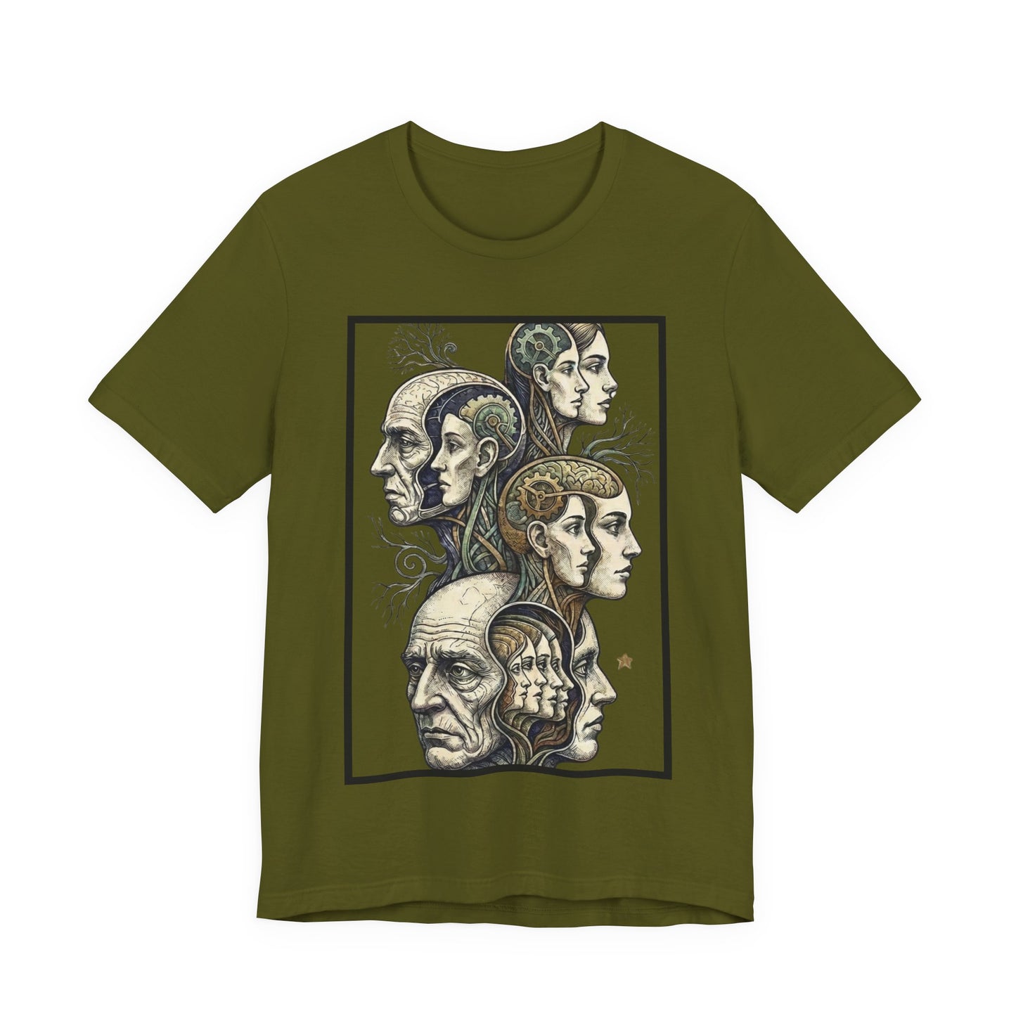 Family of Thought - Crop - Evolution of Minds T-Shirt — Surreal Human Faces Art Tee