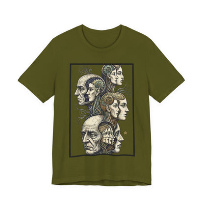 Family of Thought - Crop - Evolution of Minds T-Shirt — Surreal Human Faces Art Tee