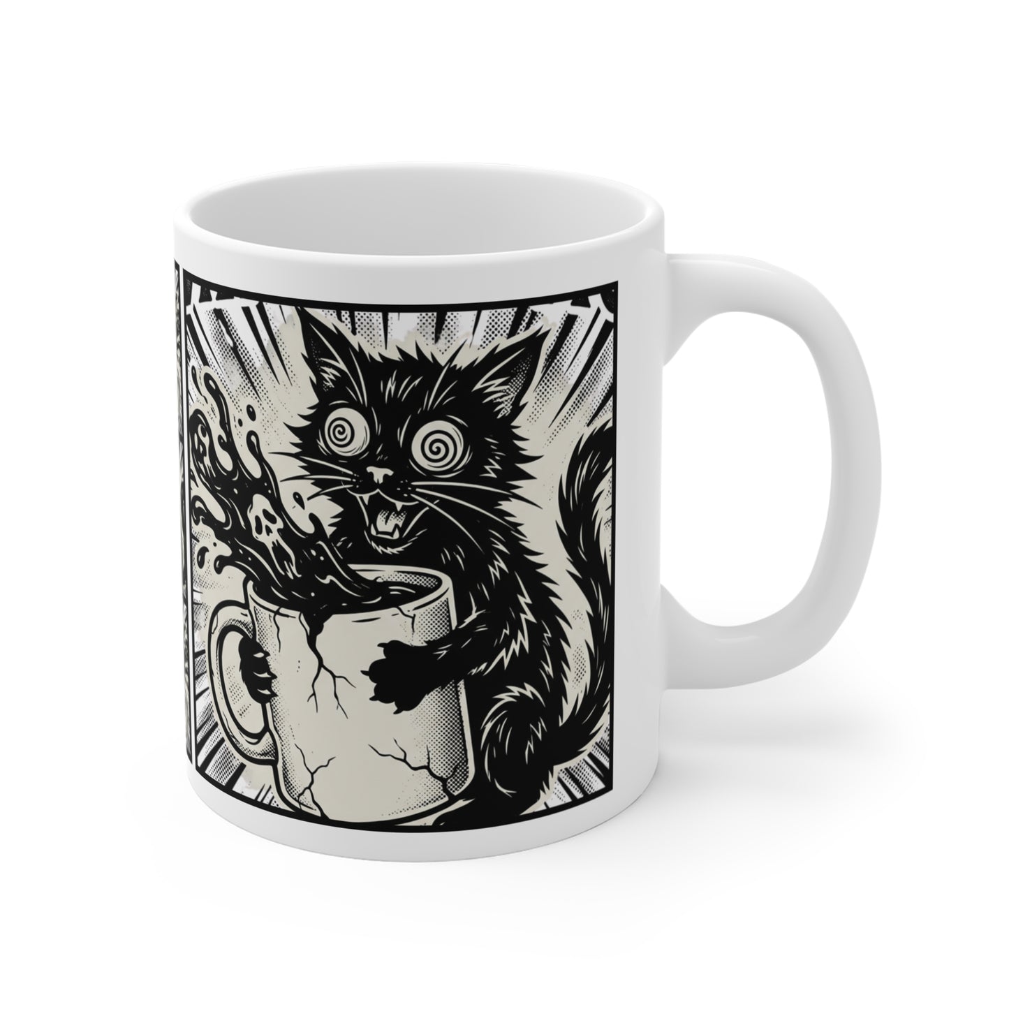 VOID - Spooky Cat Coffee Mug — Black Cat Pouring Magic 11oz Ceramic Mug