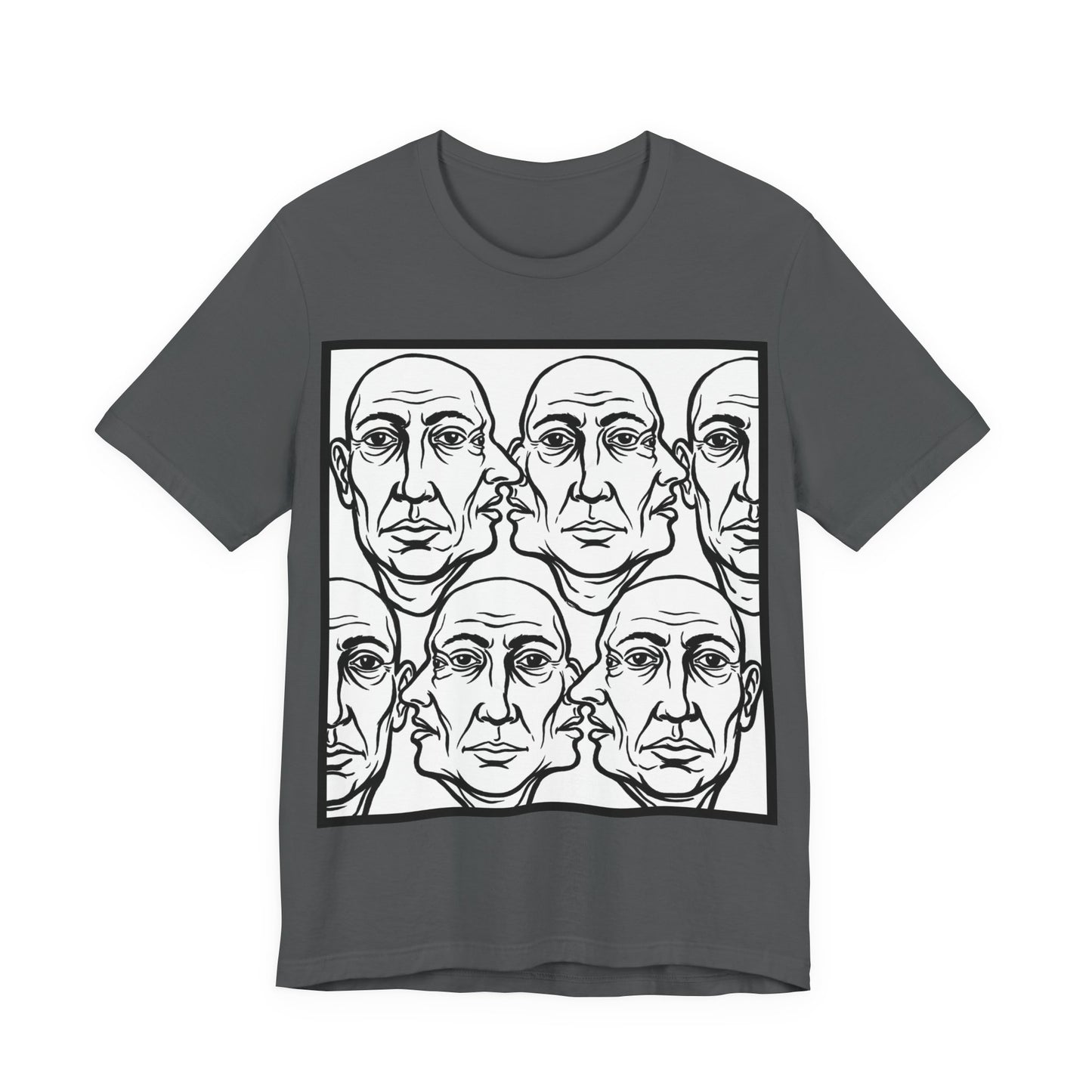HotGossip - Version 2 - Monochrome Repeating Faces Tee – Abstract Expressionist Portrait T-Shirt