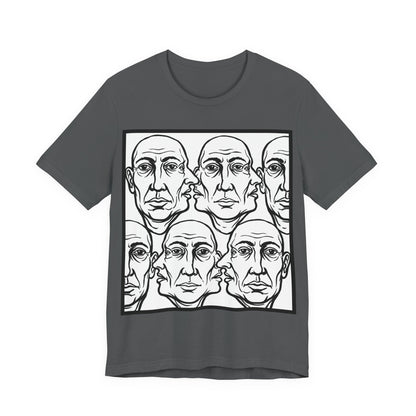 HotGossip - Version 2 - Monochrome Repeating Faces Tee – Abstract Expressionist Portrait T-Shirt