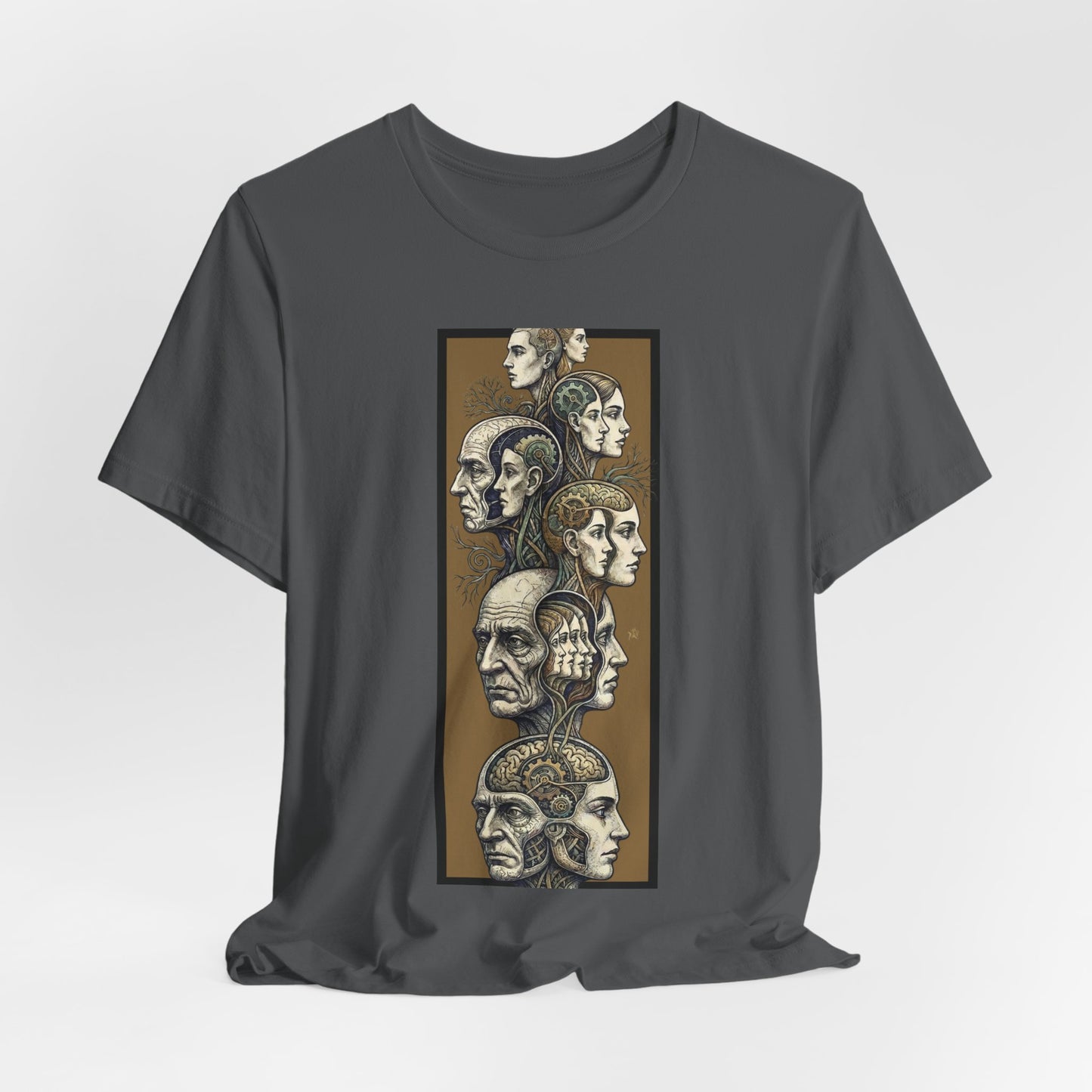 Family of Thought - Gold - Anatomical Heads Vertical Collage T-Shirt
