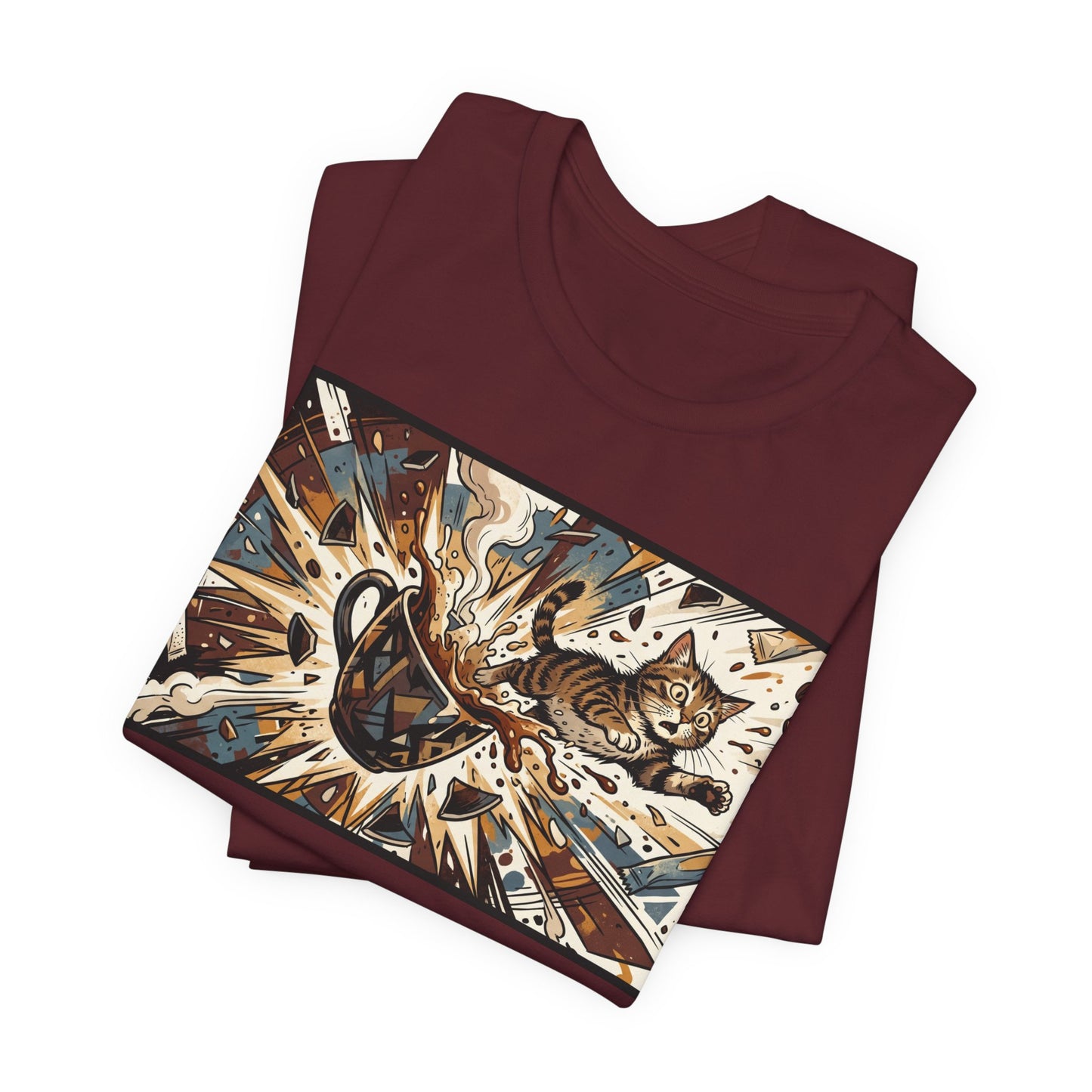 VOID - Coffee Cup Explosion Art Tee — Retro Abstract Coffee Splash T-Shirt