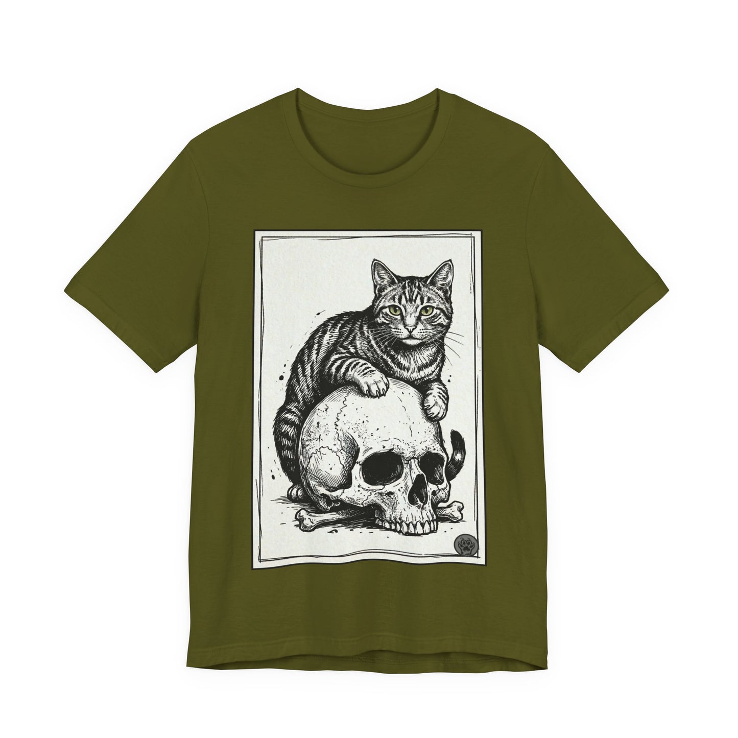 DarkArts Collection - Cat & Skull T-Shirt – Gothic Cat Illustration Tee