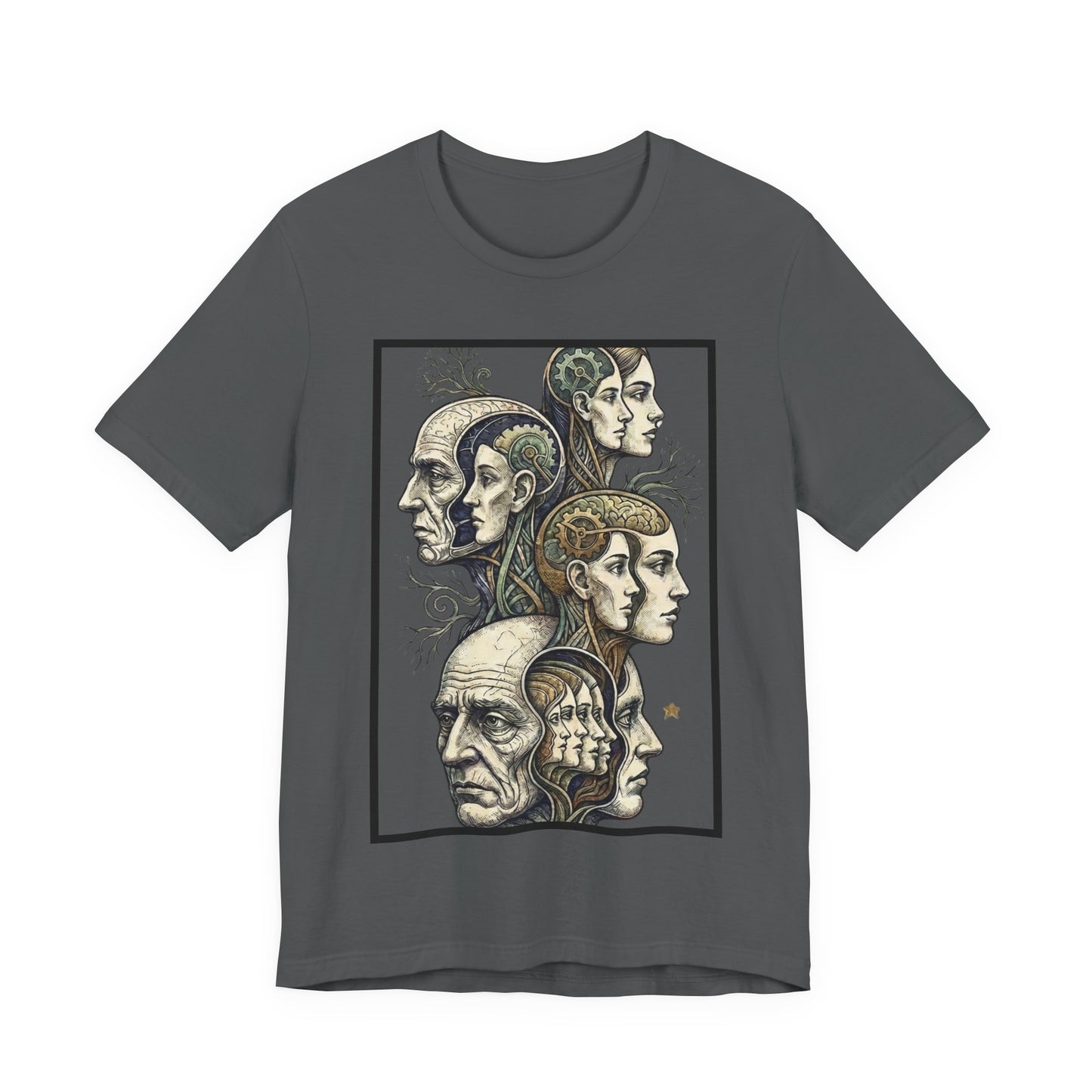 Family of Thought - Crop - Evolution of Minds T-Shirt — Surreal Human Faces Art Tee