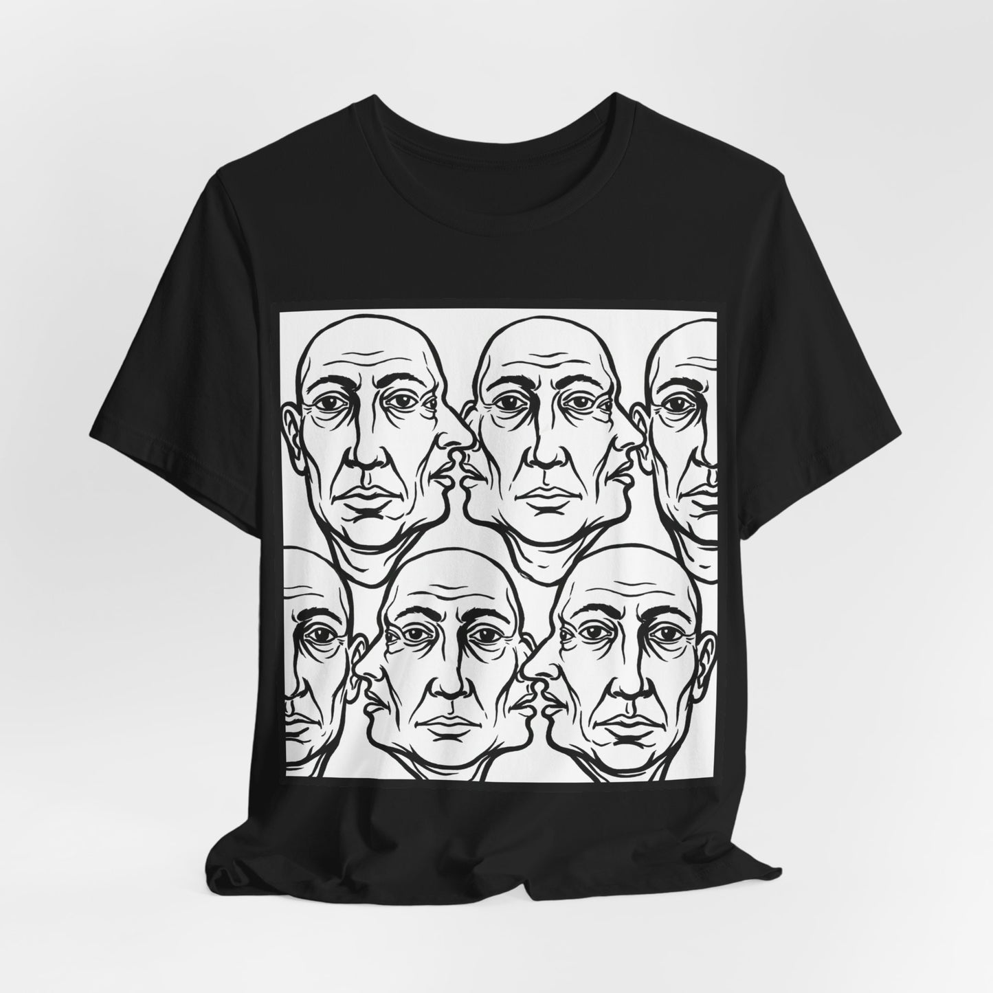 HotGossip - Version 2 - Monochrome Repeating Faces Tee – Abstract Expressionist Portrait T-Shirt