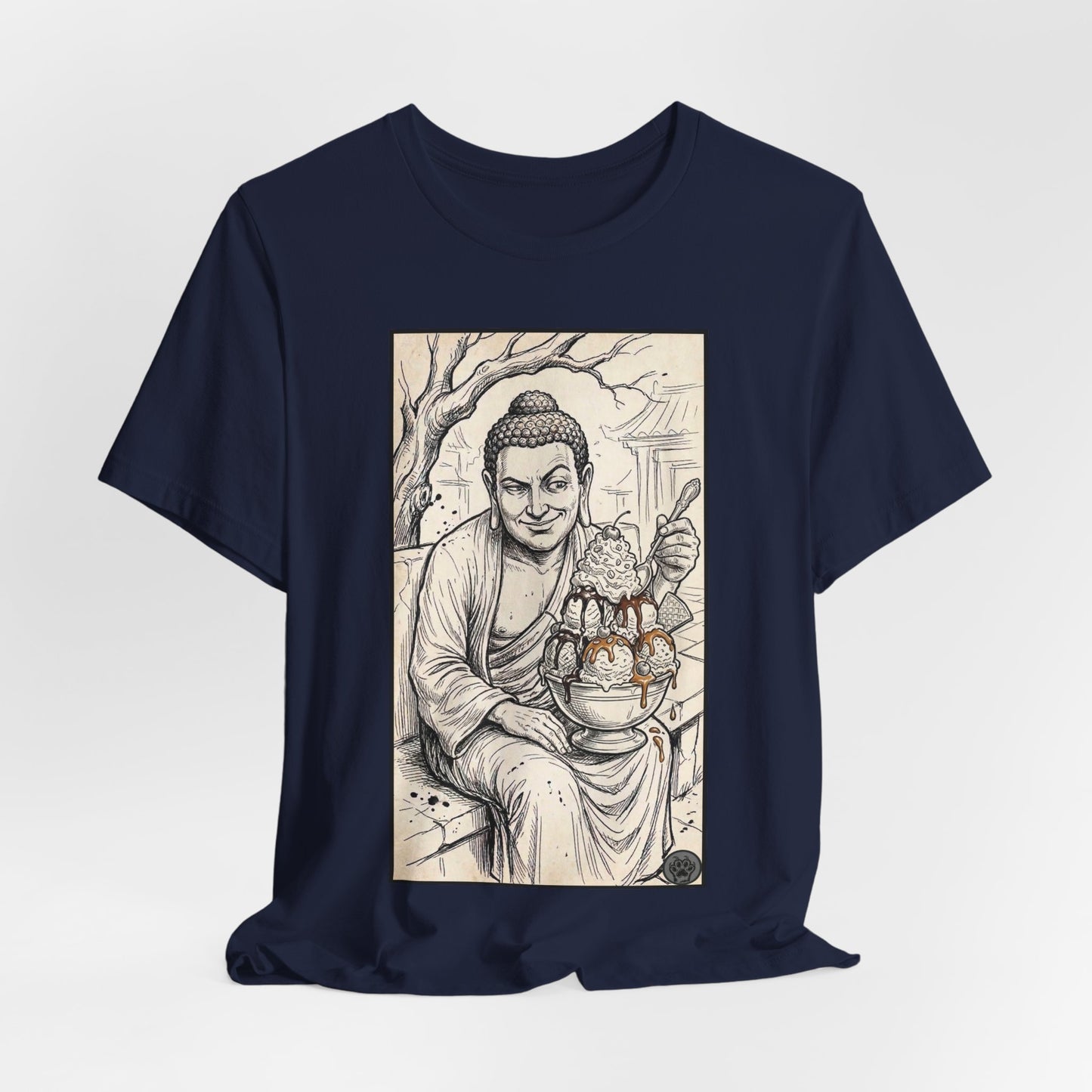 Bad Buddha Sundae Sketch Tee — Religious Humor Buddha Graphic T-Shirt