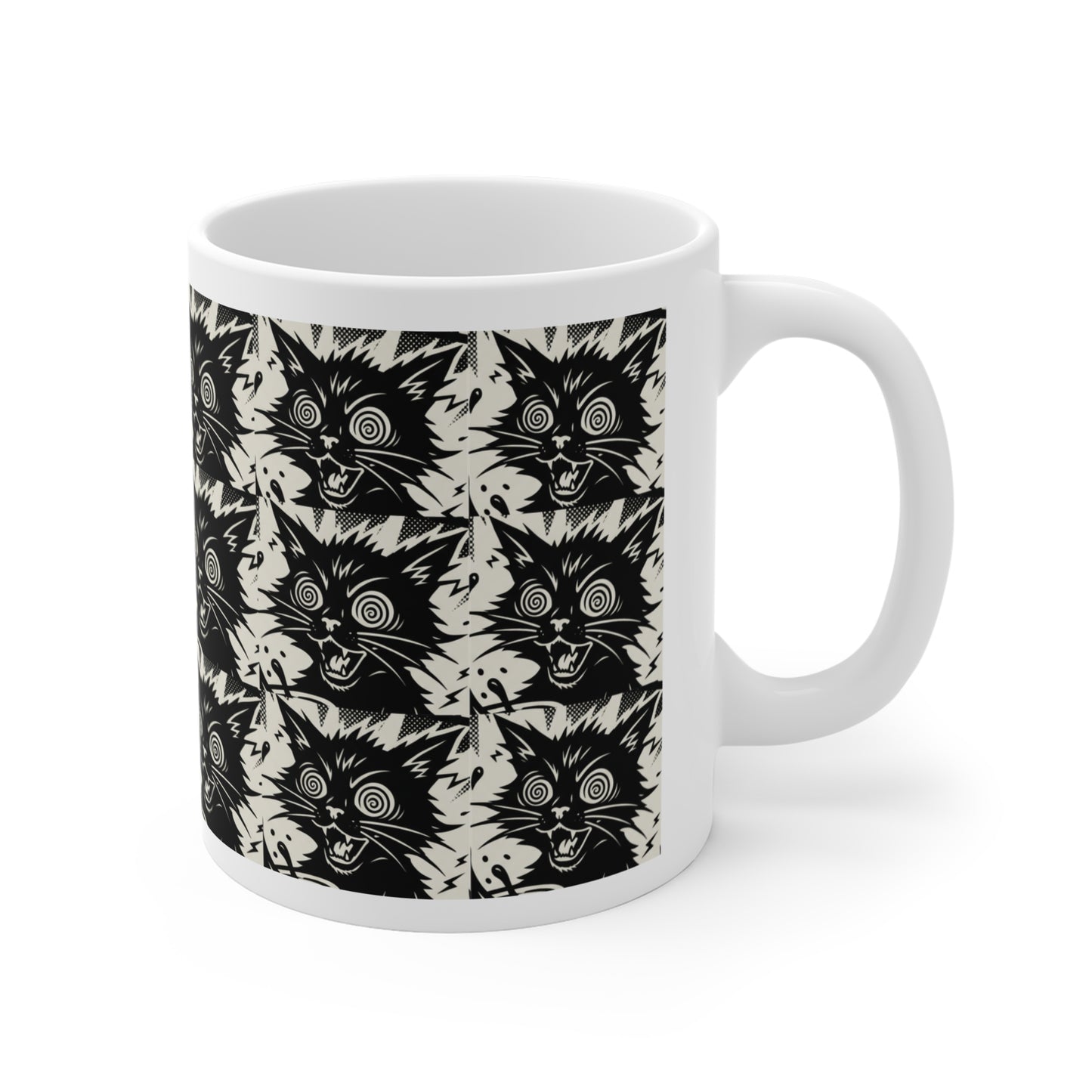 VOID - Black Cat Pattern Mug – 11oz Halloween & Cat Lover Coffee Cup