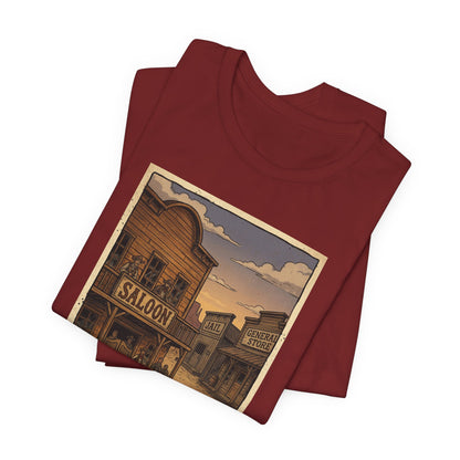 SheriffPaco - Vertical - Chihuahua Sheriff Western Saloon Showdown T-Shirt — Vintage Cowboy Sheriff Puppy Dog Graphic Tee