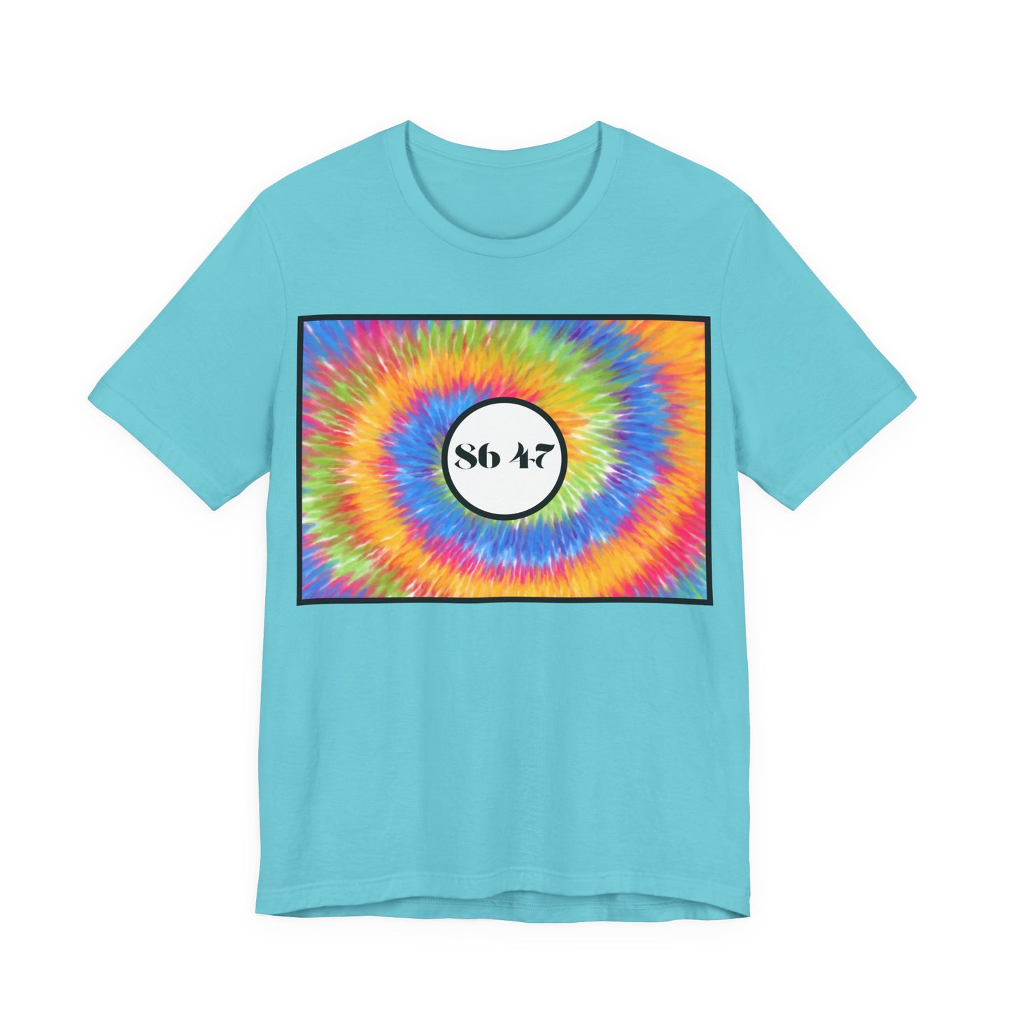 Tie-Dye Vibe T-Shirt — "86 47" Retro Rainbow Graphic Tee